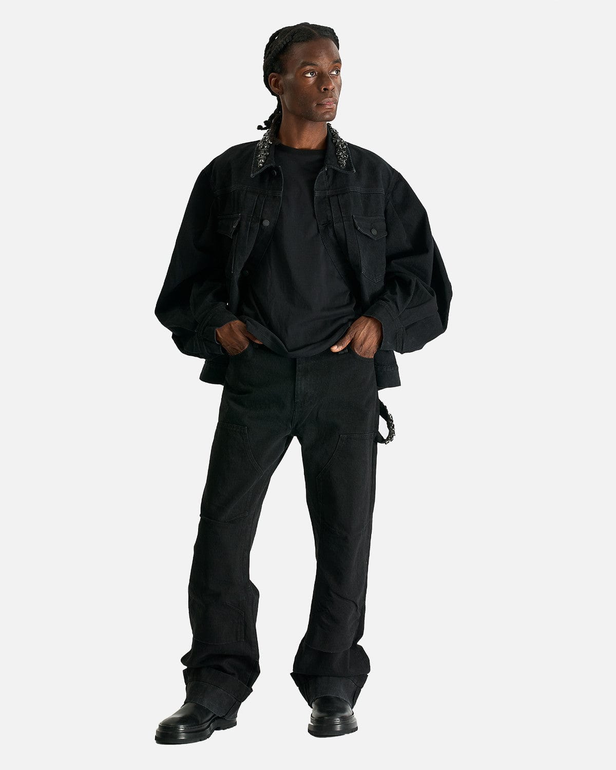 Simone Rocha Men's Jeans Straight Workwear Denim Jeans in Jet Black