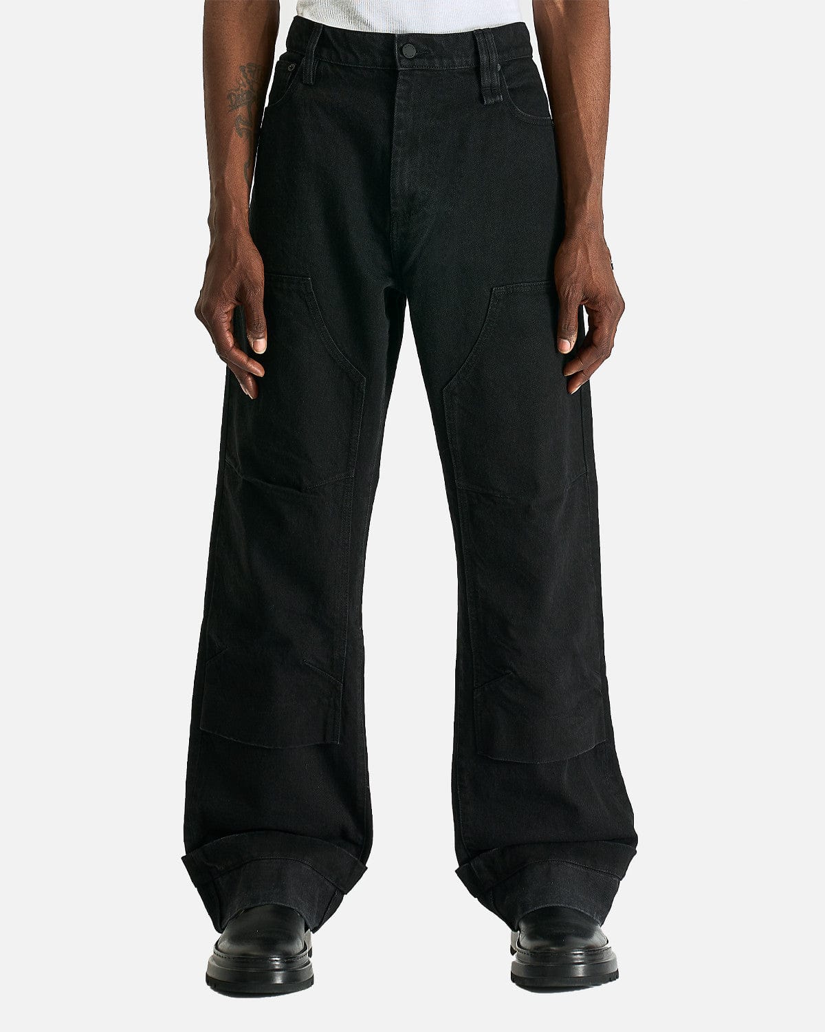 Simone Rocha Men's Jeans Straight Workwear Denim Jeans in Jet Black