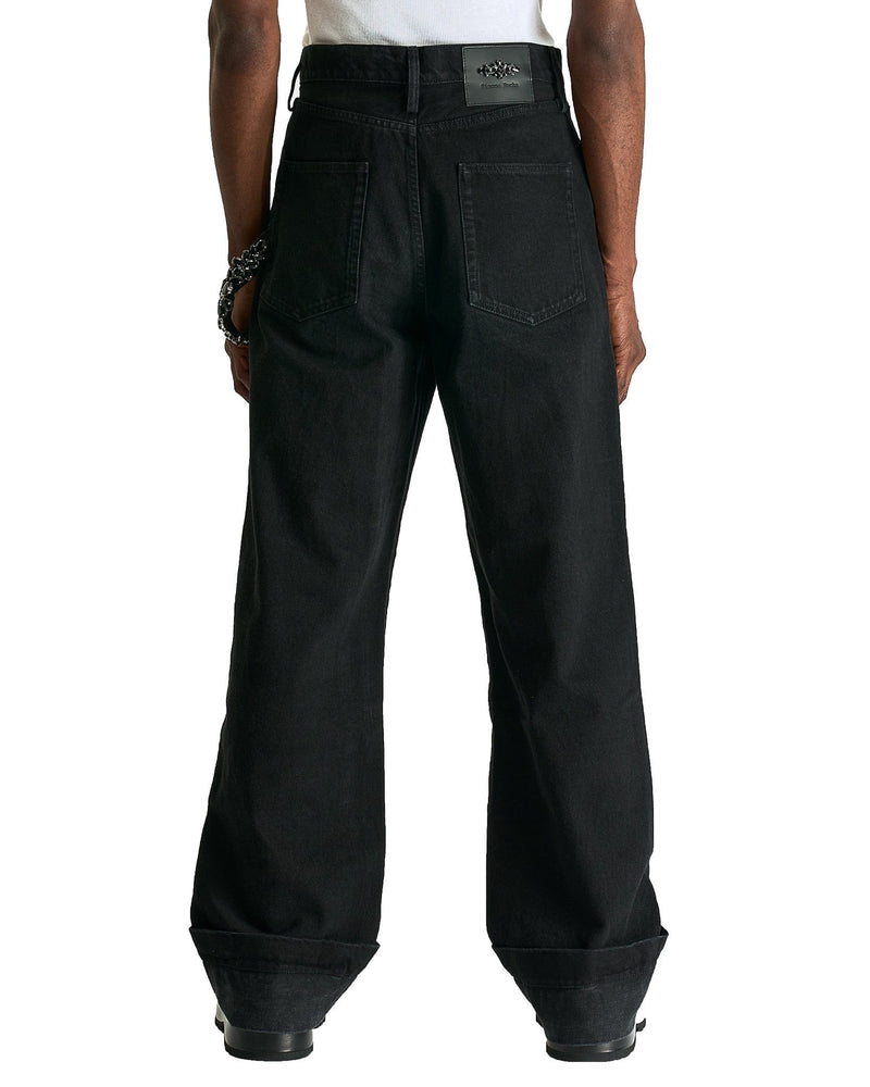 Simone Rocha Men's Jeans Straight Workwear Denim Jeans in Jet Black