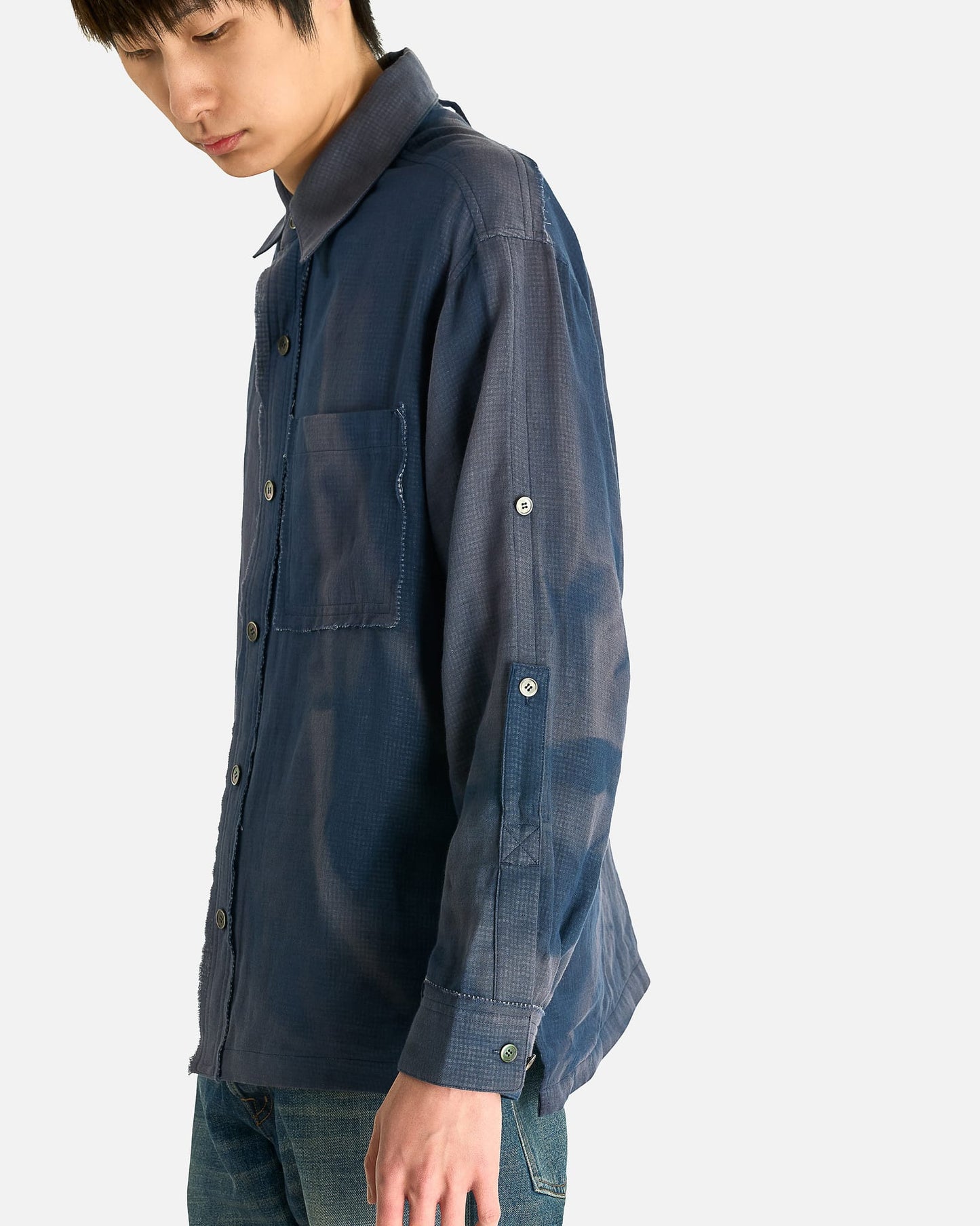 JiyongKim Men's Shirts Strap Detailed Shirt in Navy