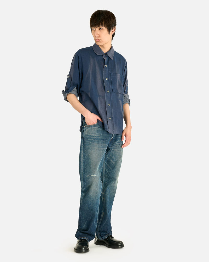 JiyongKim Men's Shirts Strap Detailed Shirt in Navy
