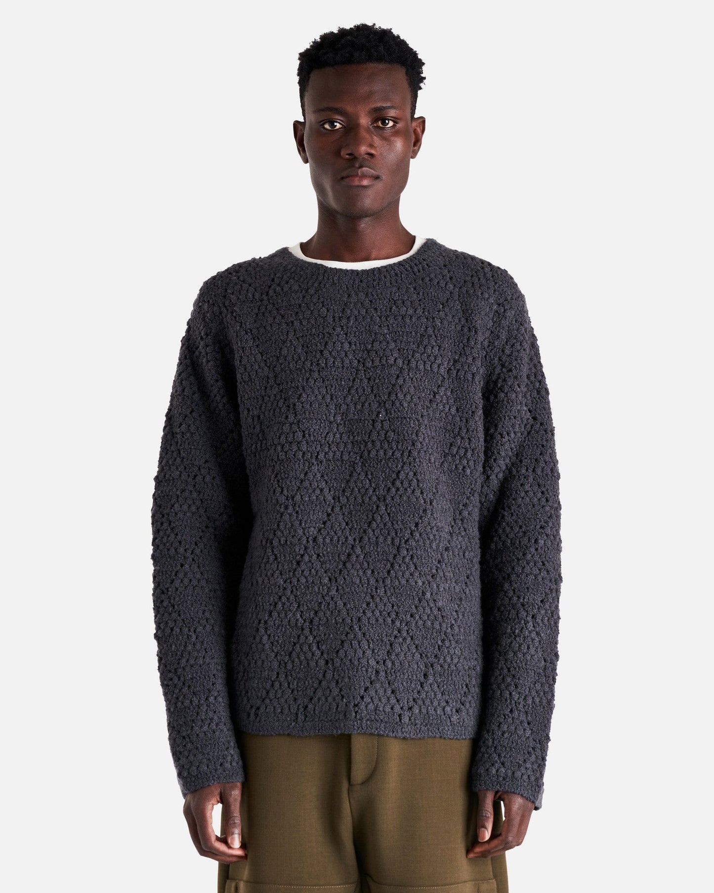 NAMACHEKO Men's Sweater Strickland Crewneck in Magnesium Grey
