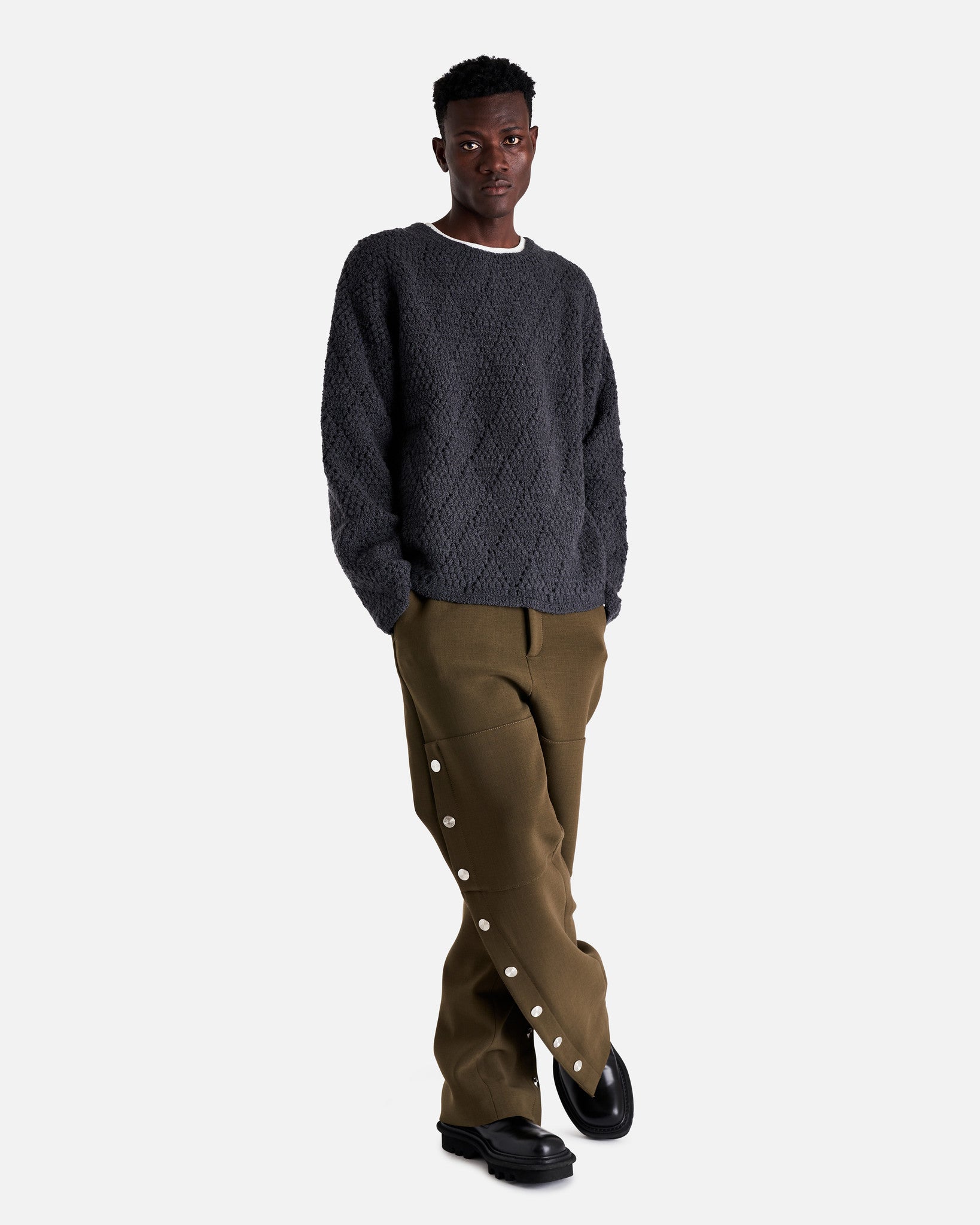 NAMACHEKO Men's Sweater Strickland Crewneck in Magnesium Grey