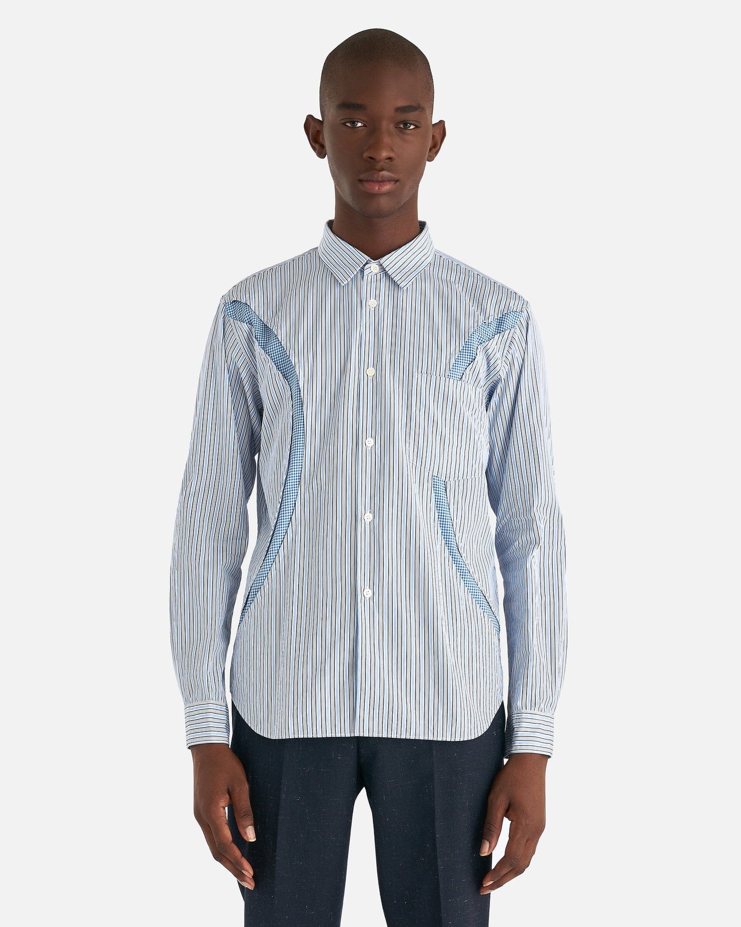 Comme des Garcons Homme Deux Men's Shirts Stripe Printed Shirt in Blue