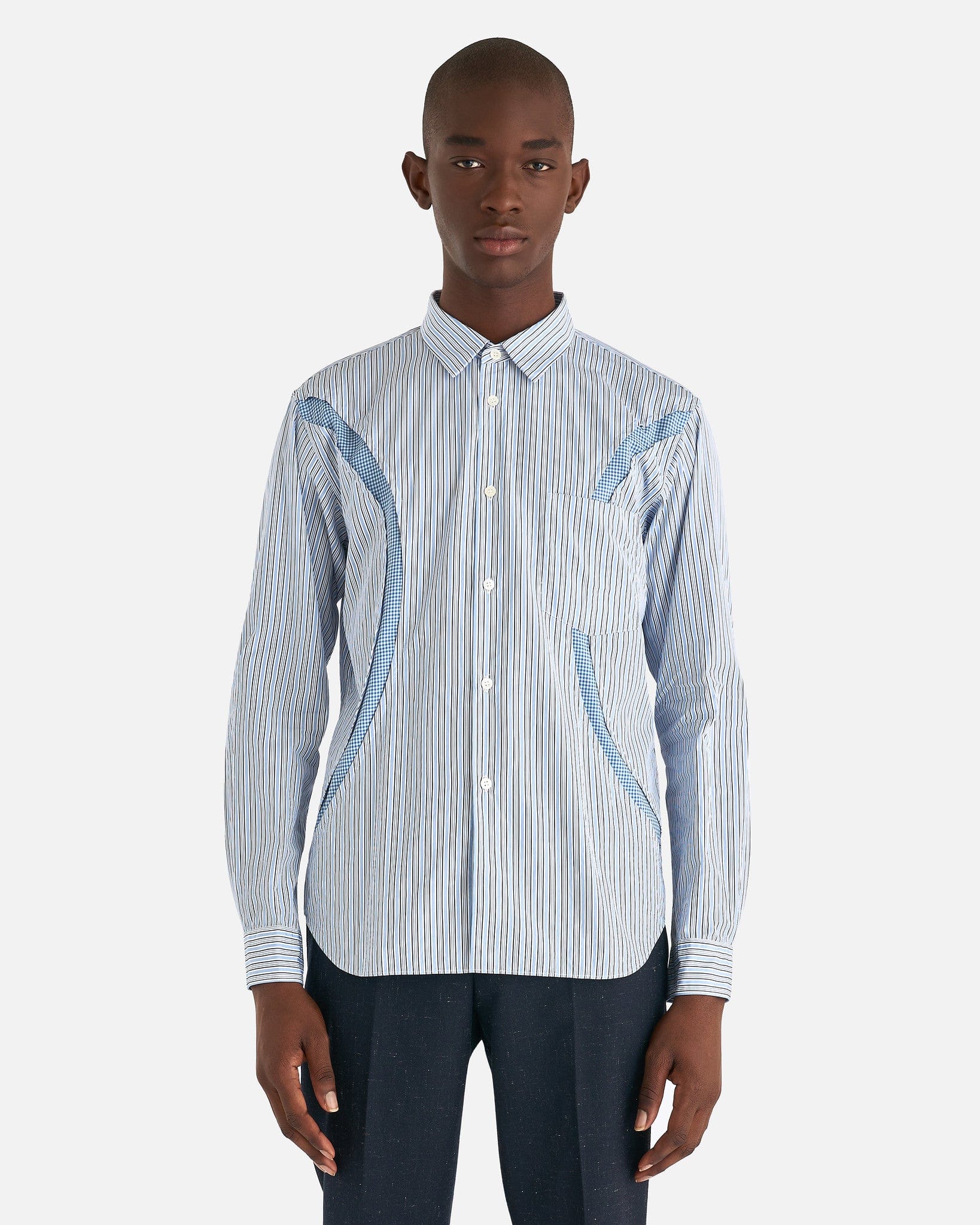 Comme des Garcons Homme Deux Men's Shirts Stripe Printed Shirt in Blue