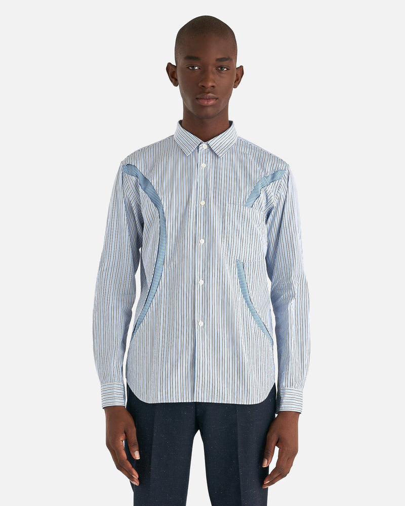 Comme des Garcons Homme Deux Men's Shirts Stripe Printed Shirt in Blue