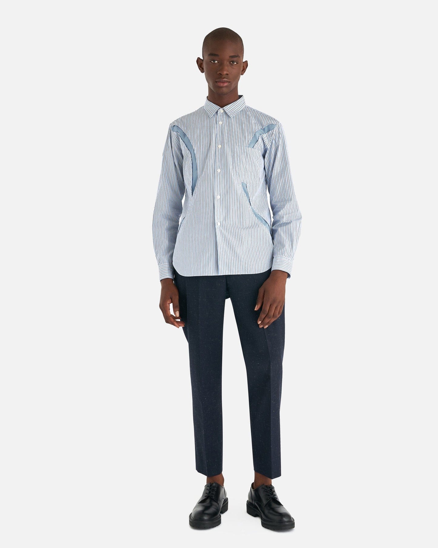 Comme des Garcons Homme Deux Men's Shirts Stripe Printed Shirt in Blue