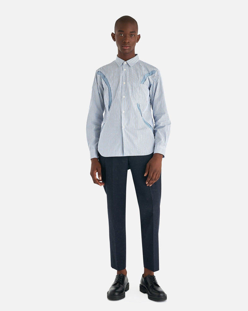 Comme des Garcons Homme Deux Men's Shirts Stripe Printed Shirt in Blue