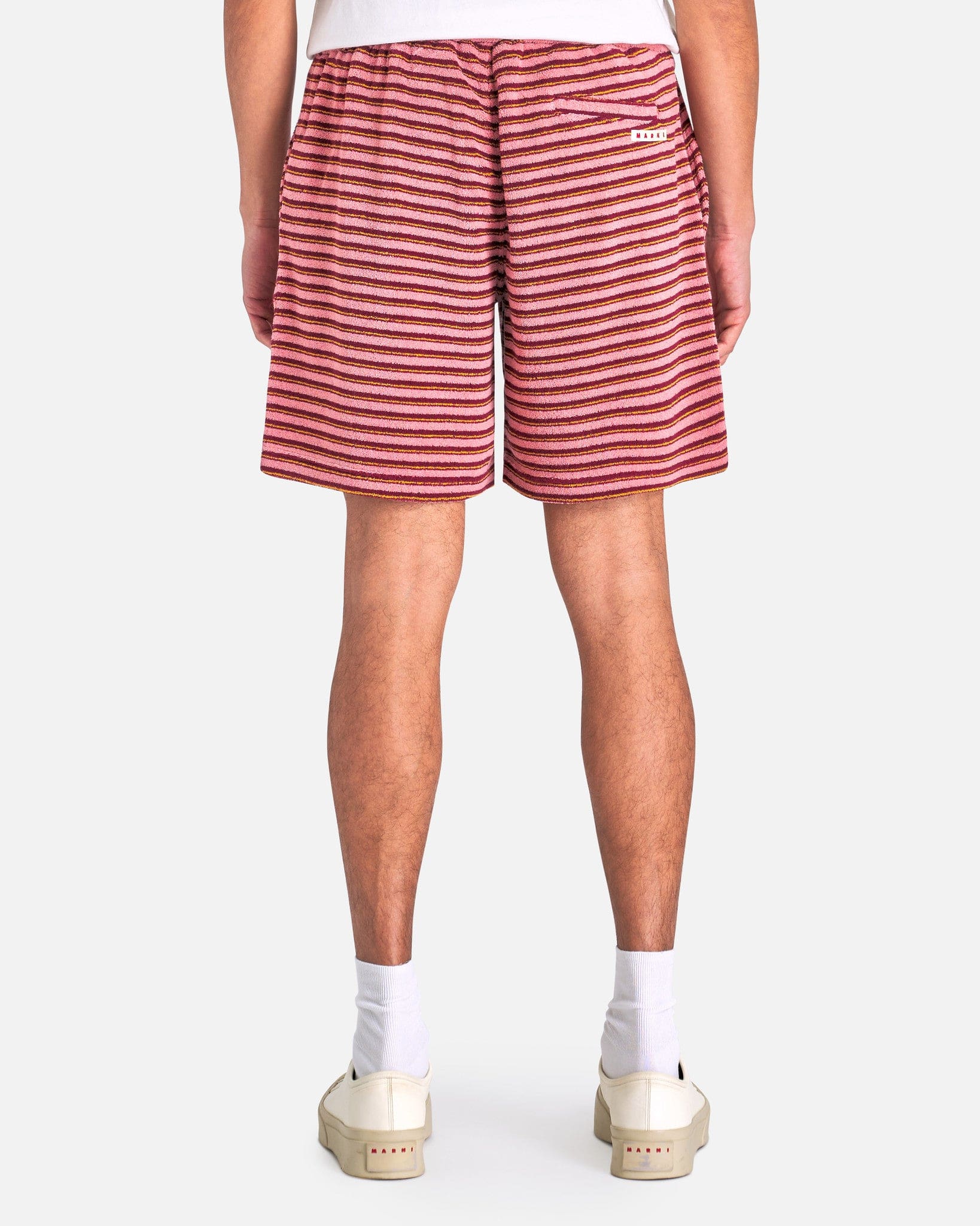 Marni Men's Shorts Striped Terrycloth Shorts in Gummy Pink
