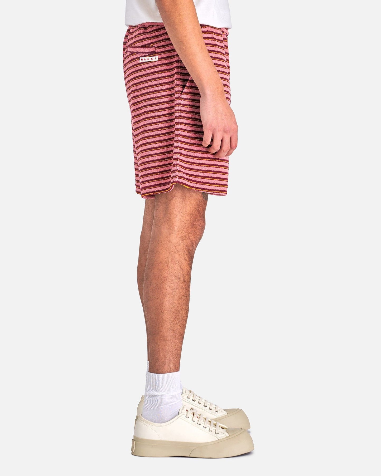 Marni Men's Shorts Striped Terrycloth Shorts in Gummy Pink