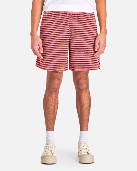 Marni Men's Shorts Striped Terrycloth Shorts in Gummy Pink