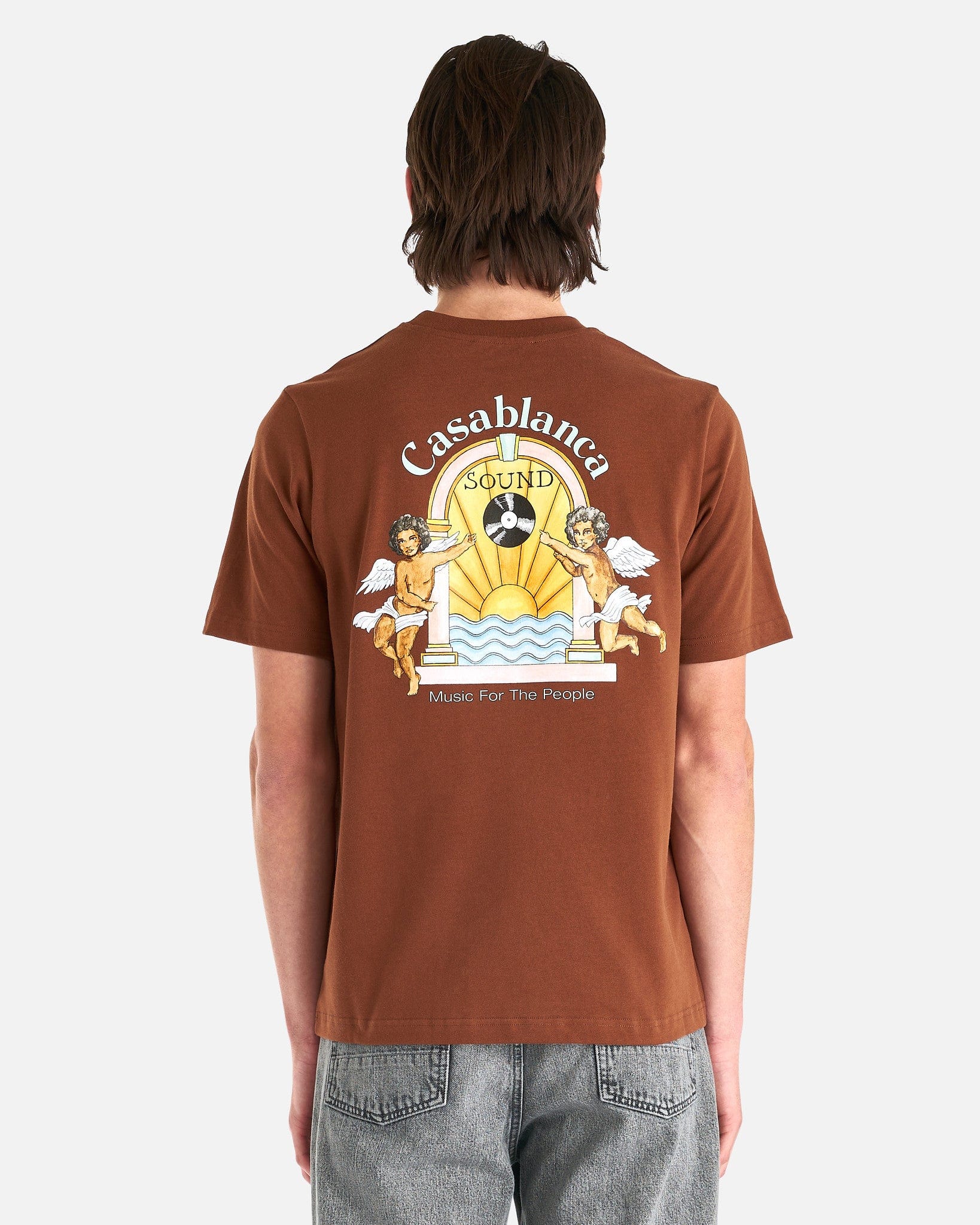 Casablanca Men's T-Shirts Studio De Musique Printed T-Shirt in Brown