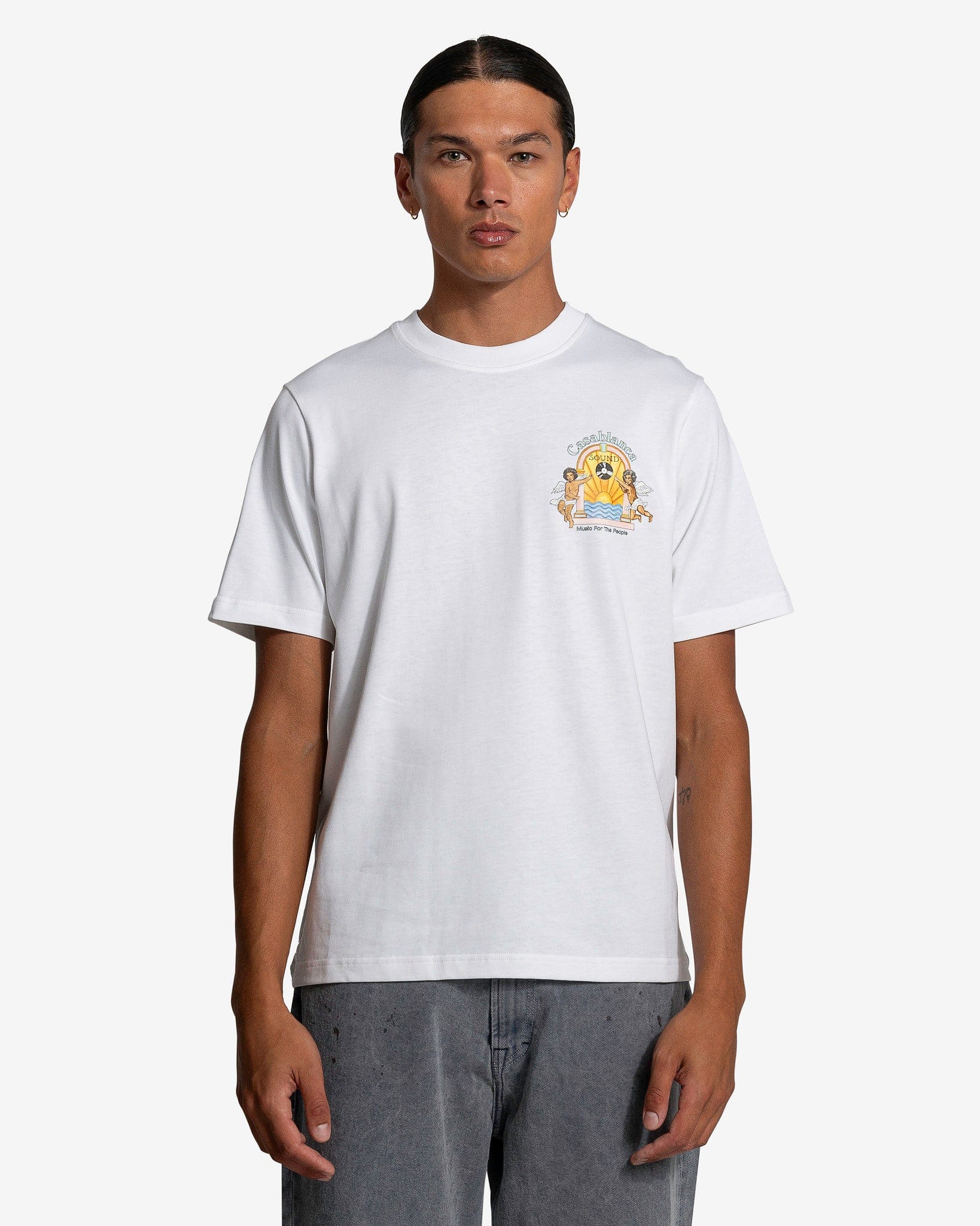 Casablanca Men's T-Shirts Studio De Musique Printed T-Shirt in White
