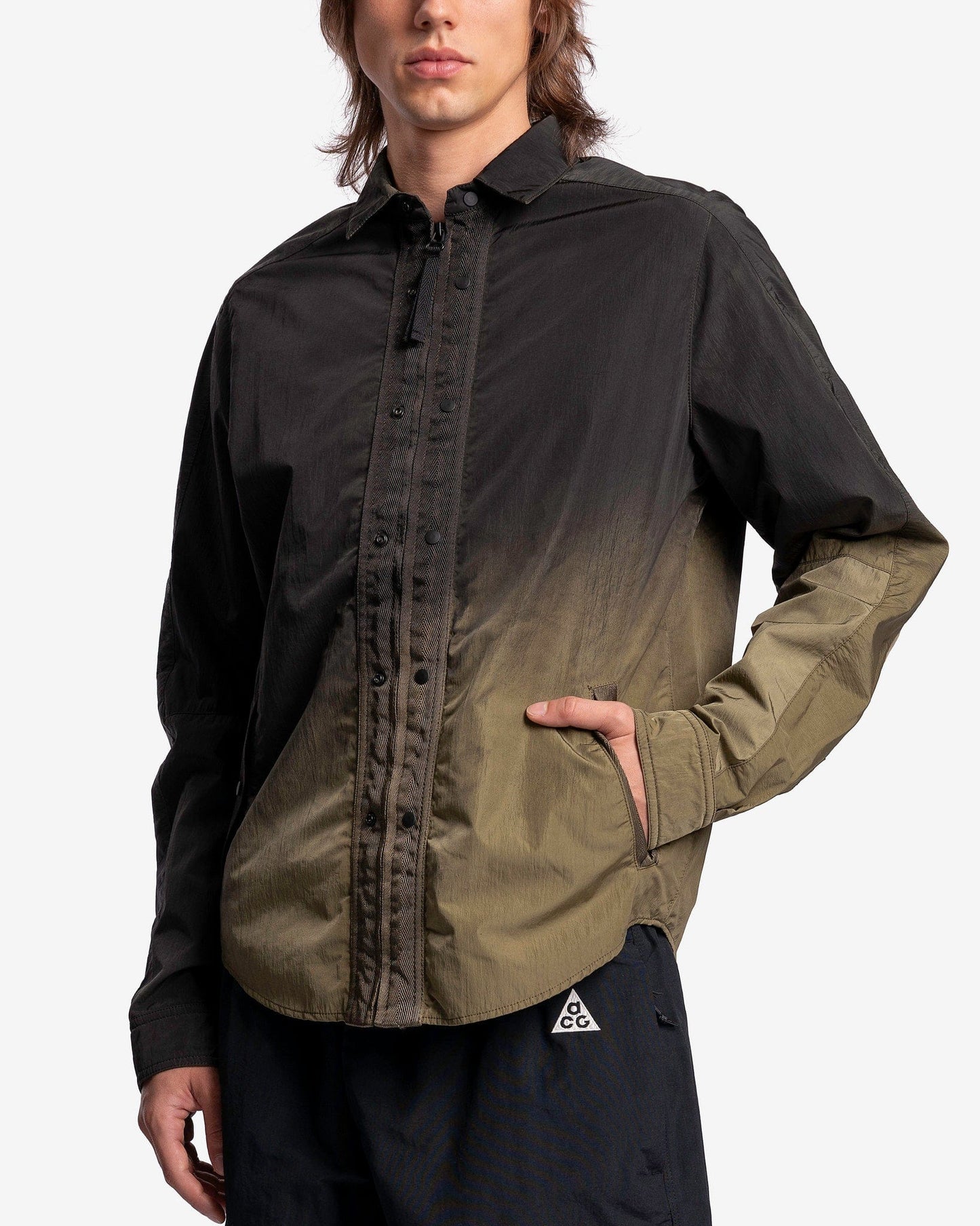 Nemen Men's Shirts Styx Zipped Shirt in Ink Black Sand