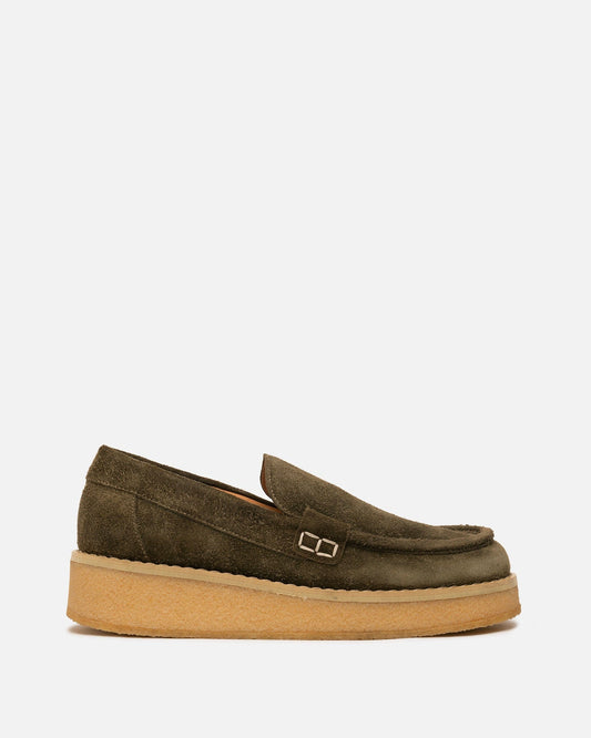 Maison Margiela Men's Shoes Suede Loafers in Military Green