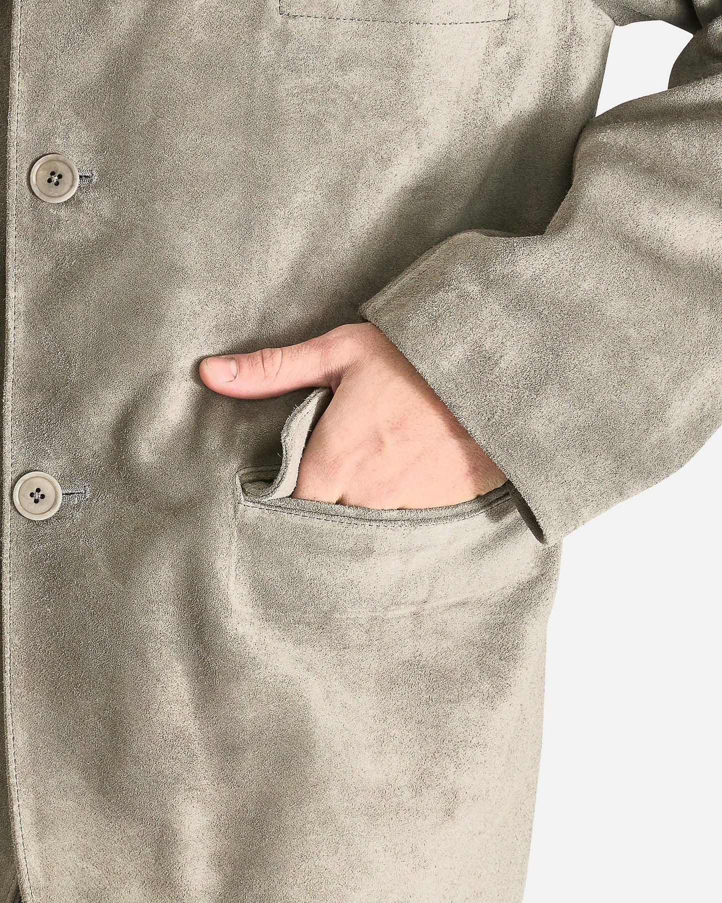 LEMAIRE Men's Jackets Suede SB Jacket in Pebble Grey