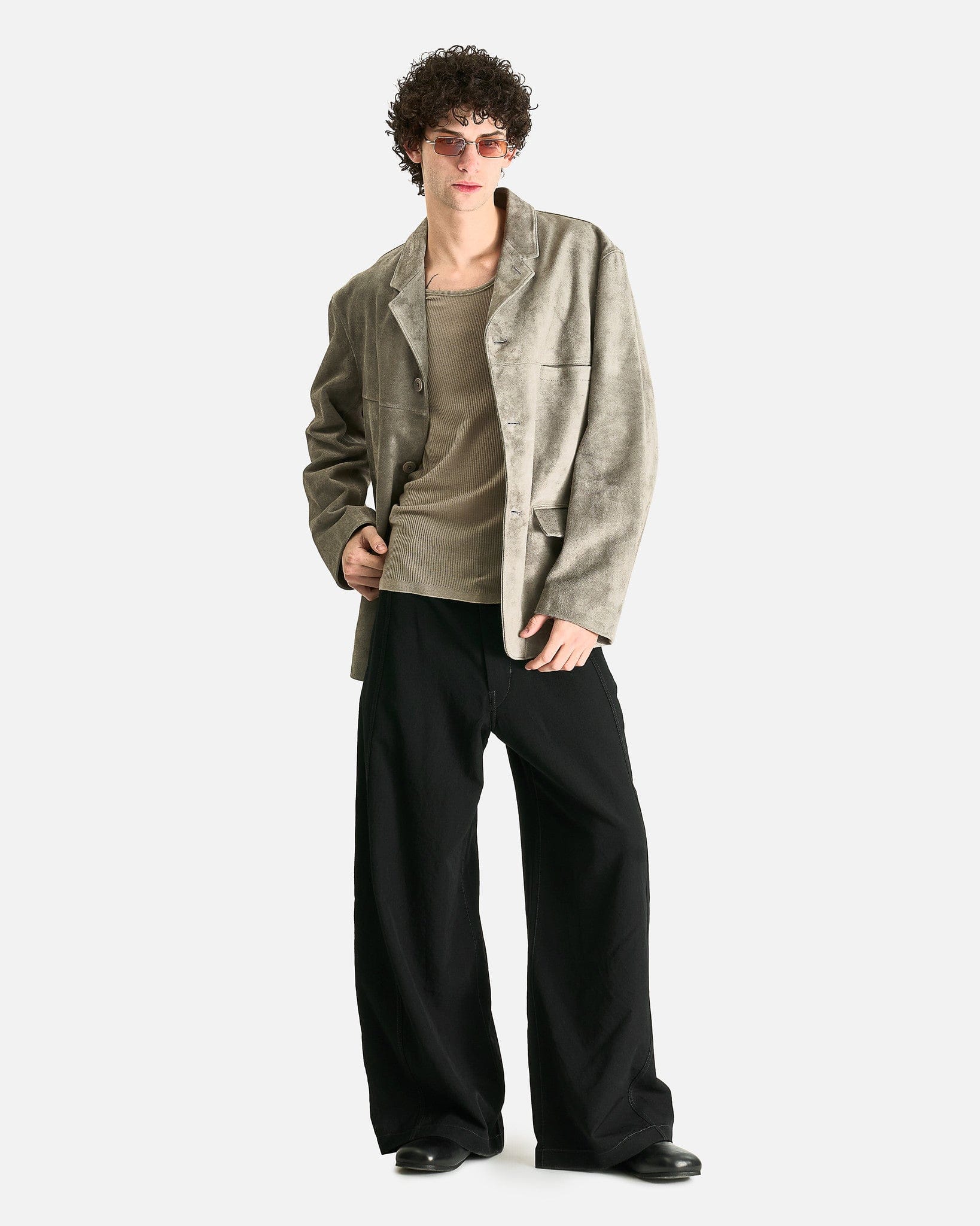 LEMAIRE Men's Jackets Suede SB Jacket in Pebble Grey