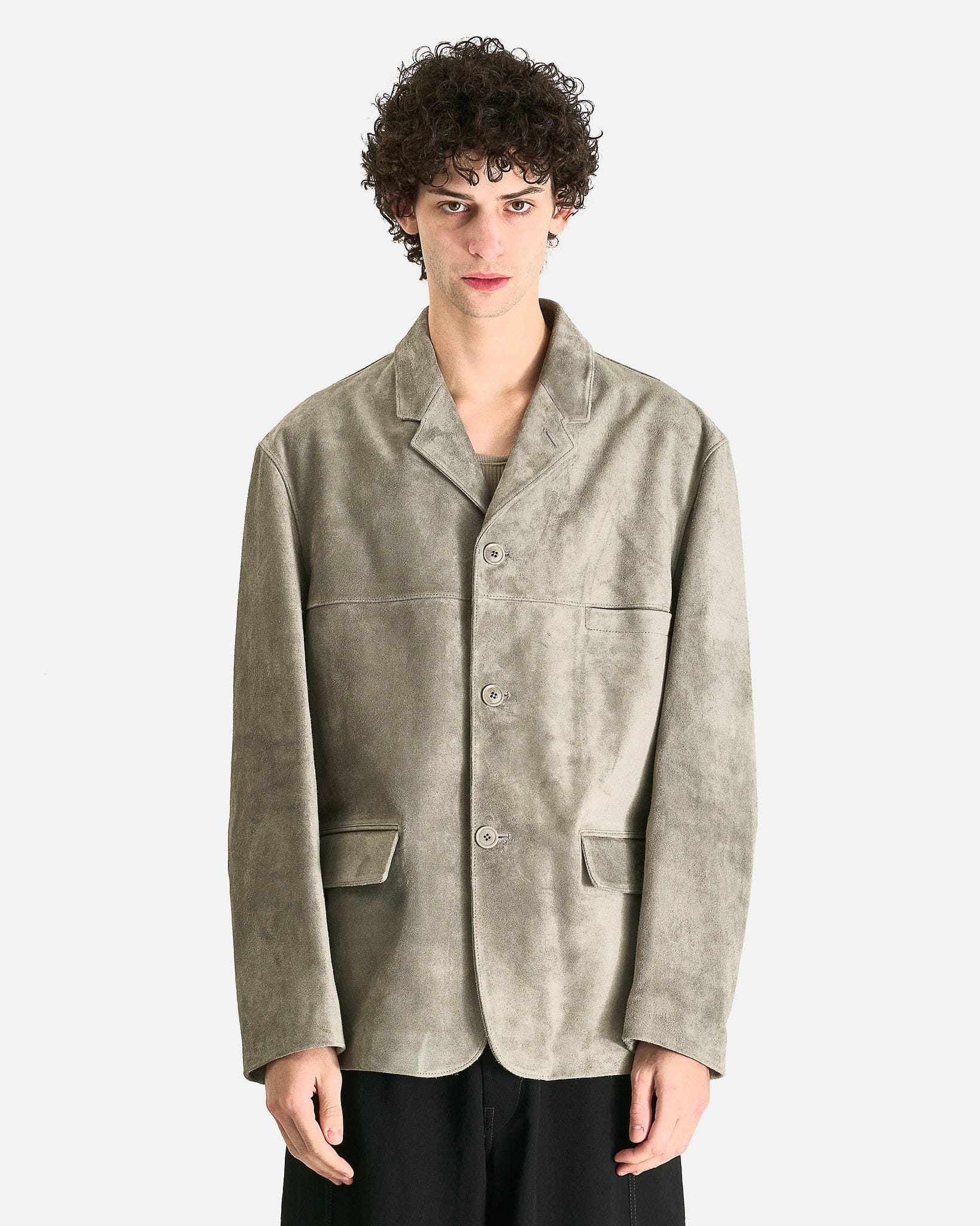 LEMAIRE Men's Jackets Suede SB Jacket in Pebble Grey