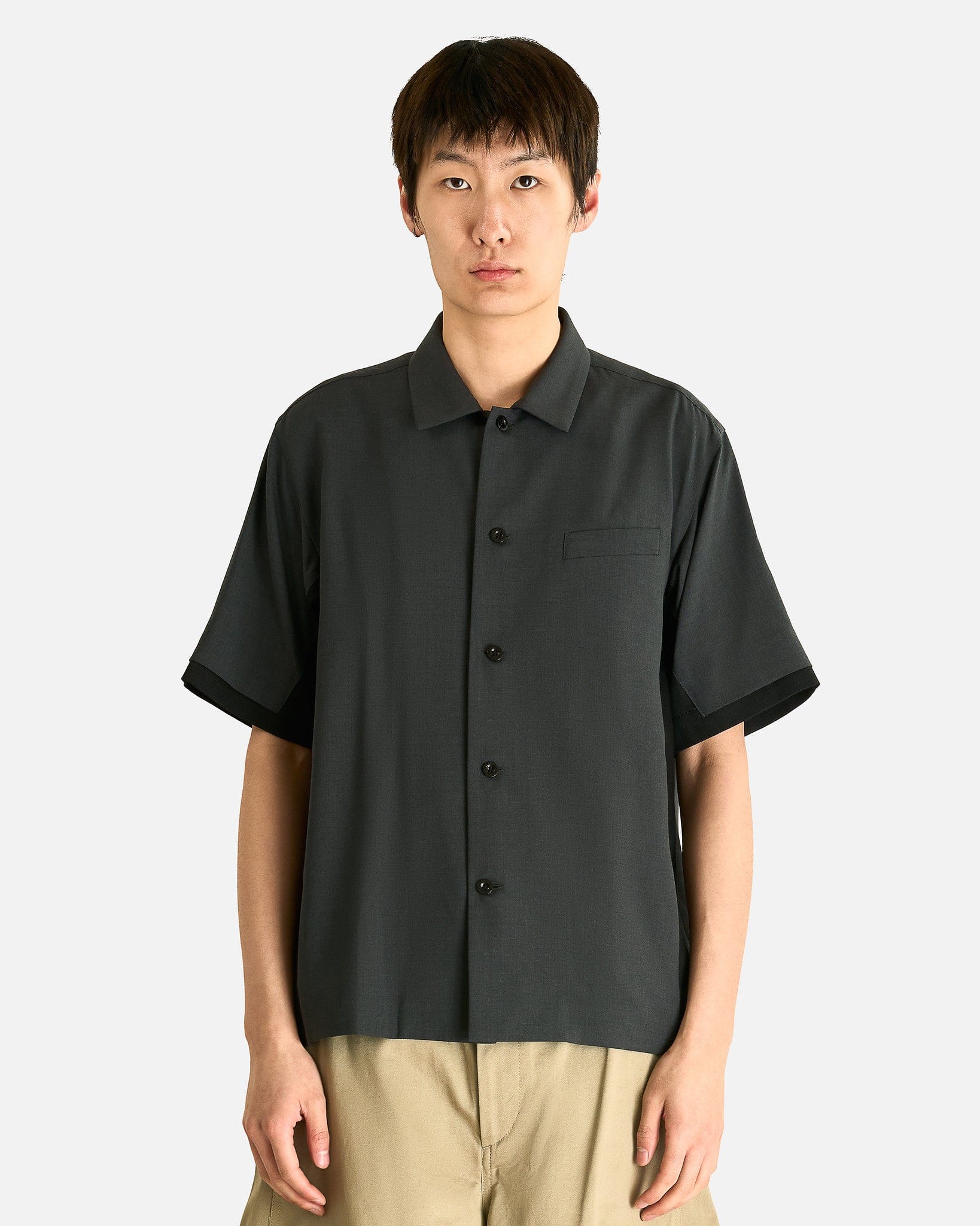 Sacai Men's Shirts Suiting Denim Shirt in Gray/Black