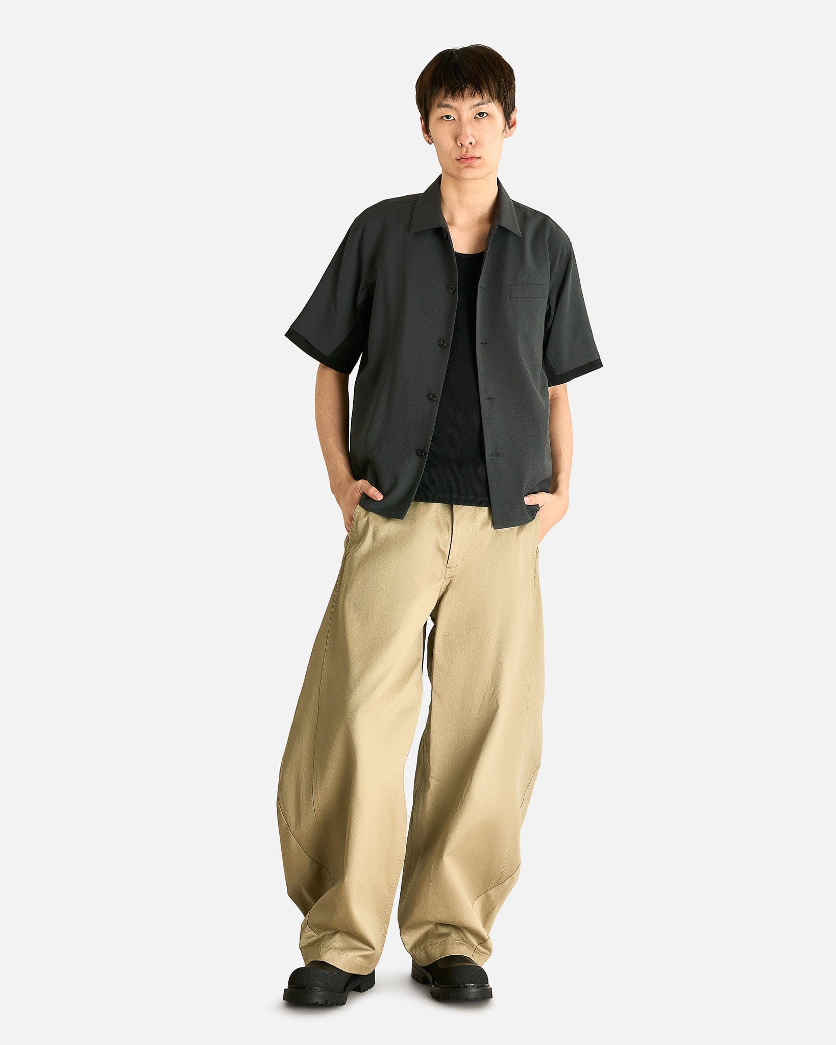 Sacai Men's Shirts Suiting Denim Shirt in Gray/Black