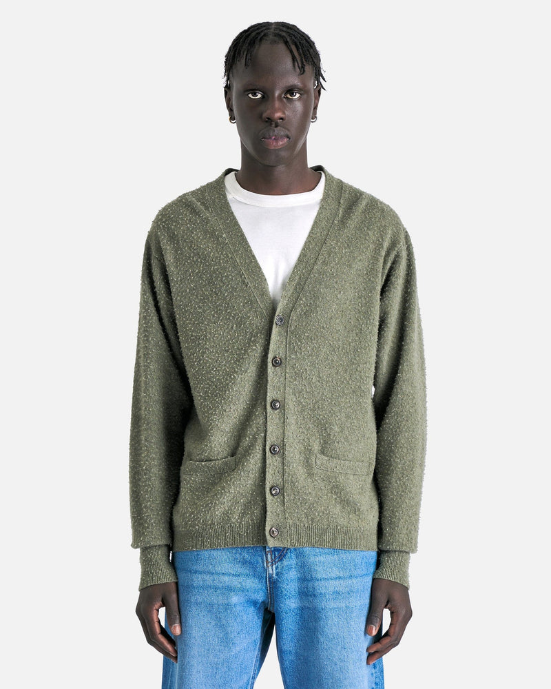 Maison Margiela Men Sweaters Summer Cashmere Cardigan in Moss