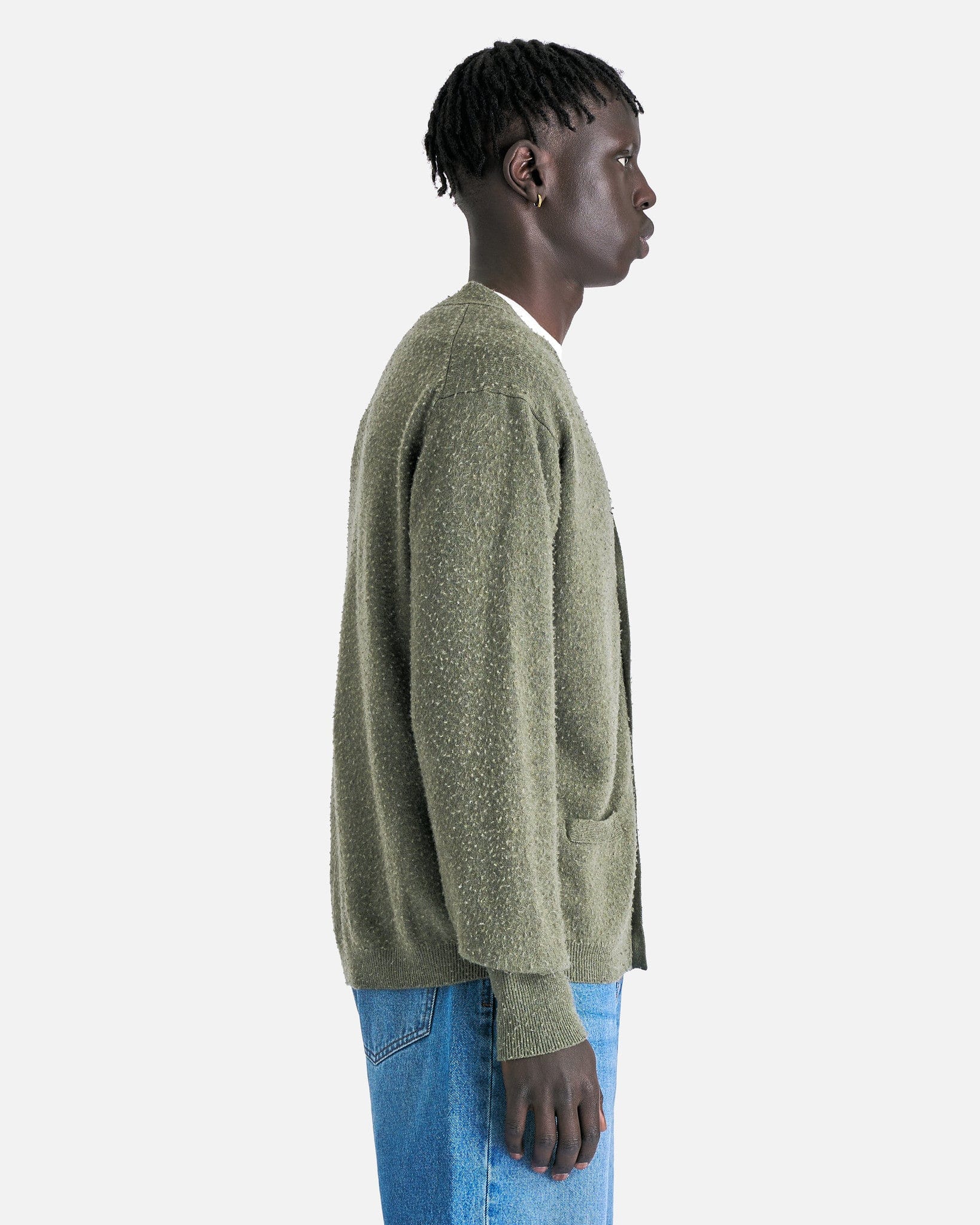 Maison Margiela Men Sweaters Summer Cashmere Cardigan in Moss