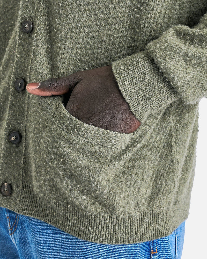 Maison Margiela Men Sweaters Summer Cashmere Cardigan in Moss