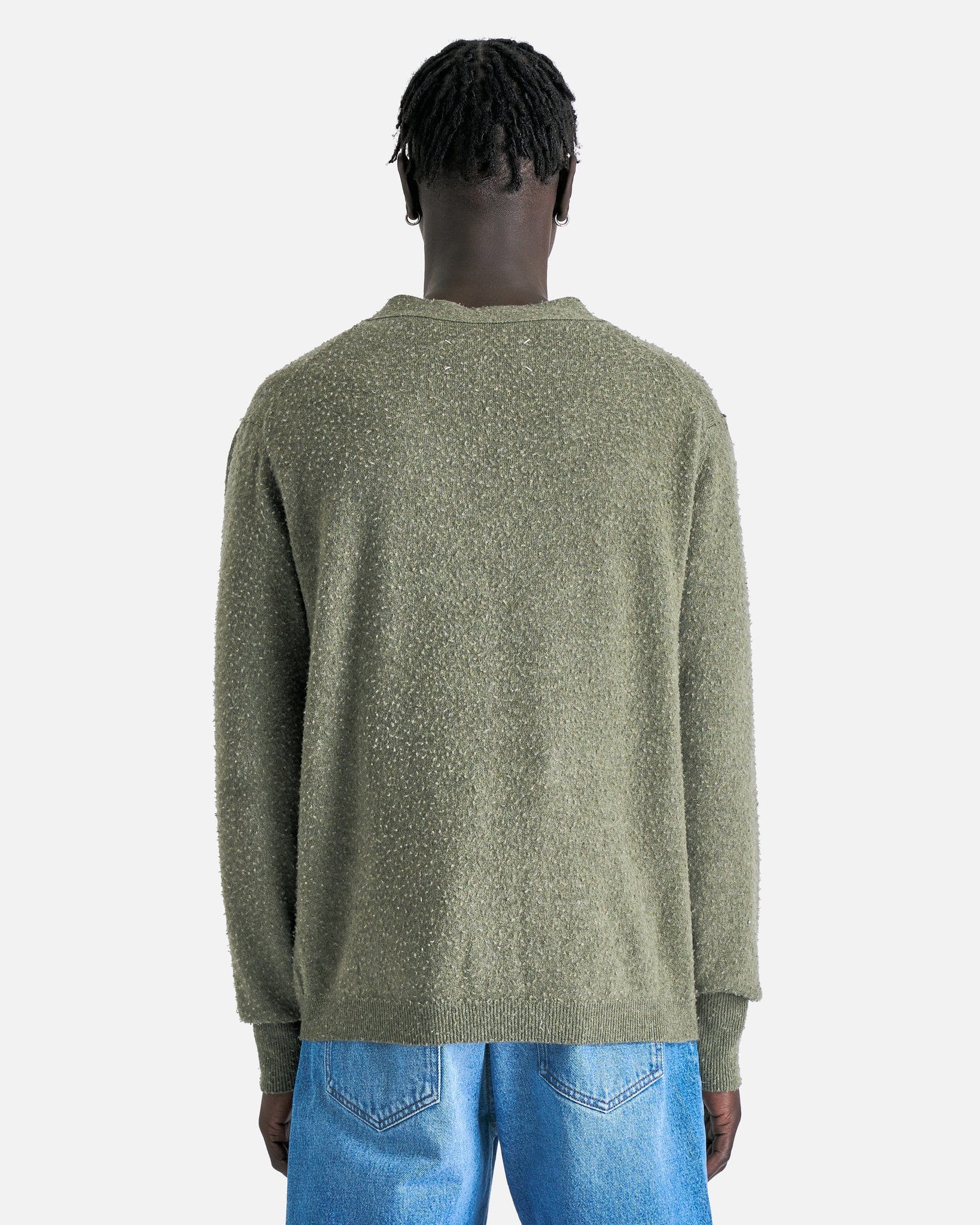 Maison Margiela Men Sweaters Summer Cashmere Cardigan in Moss