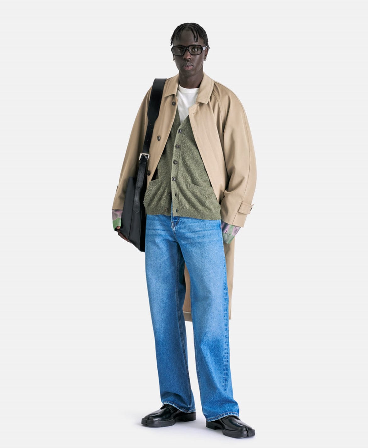 Maison Margiela Men Sweaters Summer Cashmere Cardigan in Moss