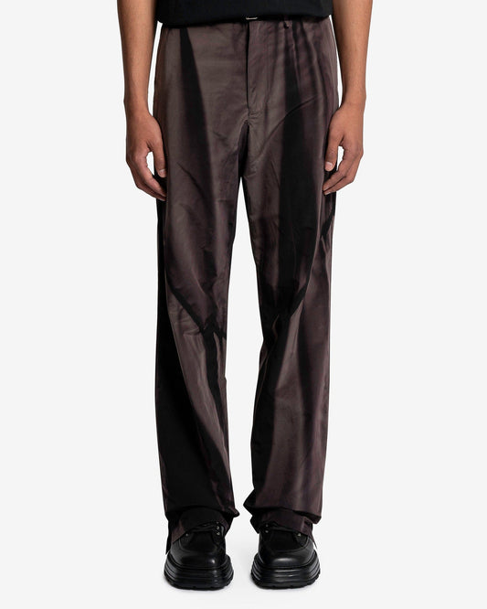 JiyongKim Men's Pants Sun Bleached Belted Straight Trousers in Black Nylon