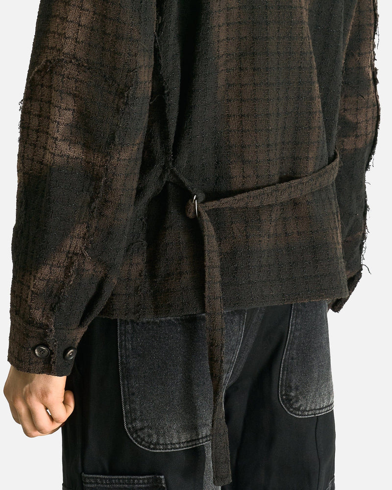 JiyongKim Men's Shirts Sun-Bleached Collarless Tweed Jacket in Black