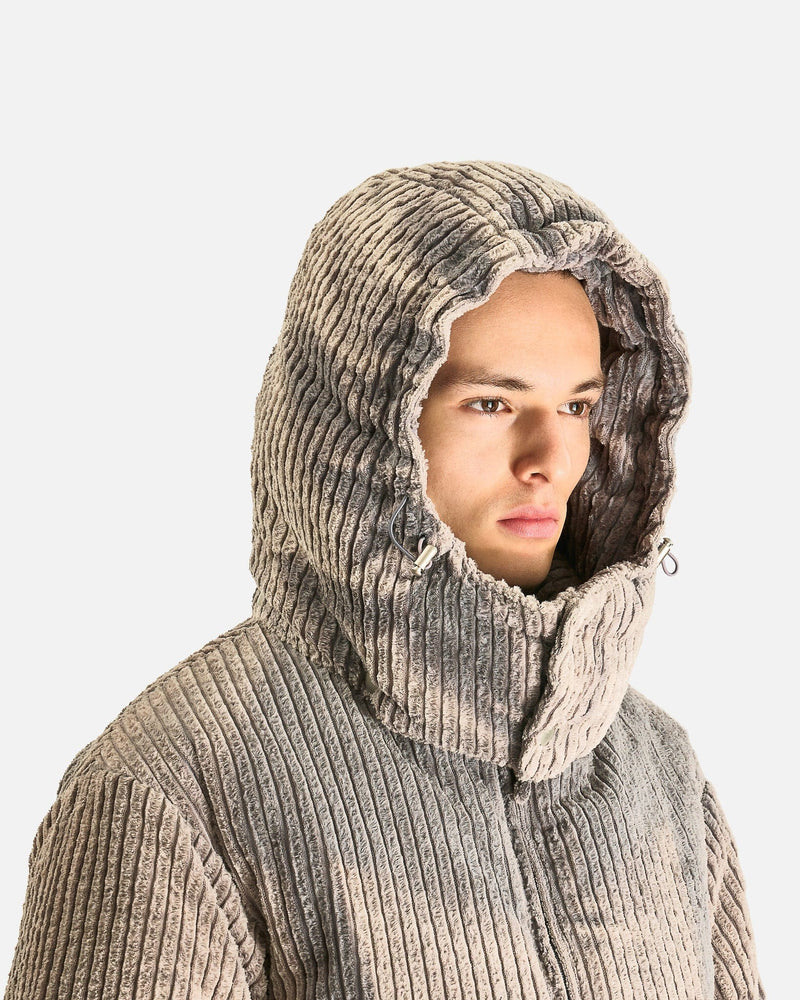 JiyongKim Men's Jackets S Sun-Bleached Detachable Hood Down Jacket in Grey