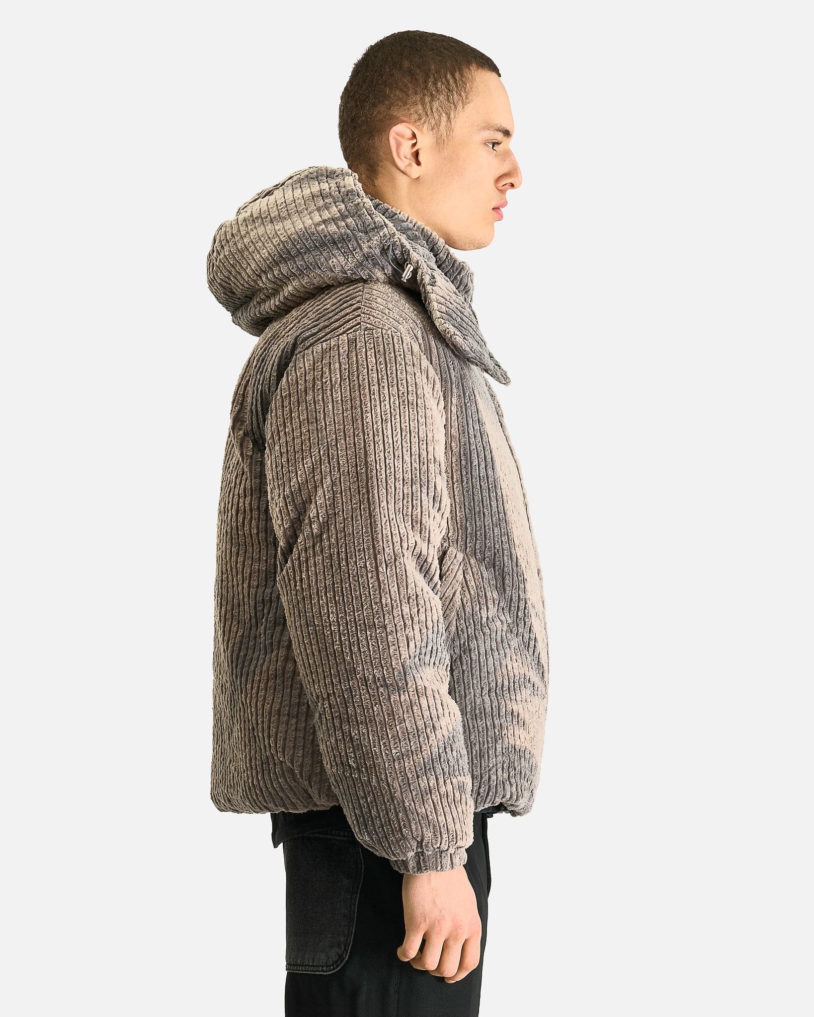 JiyongKim Men's Jackets S Sun-Bleached Detachable Hood Down Jacket in Grey