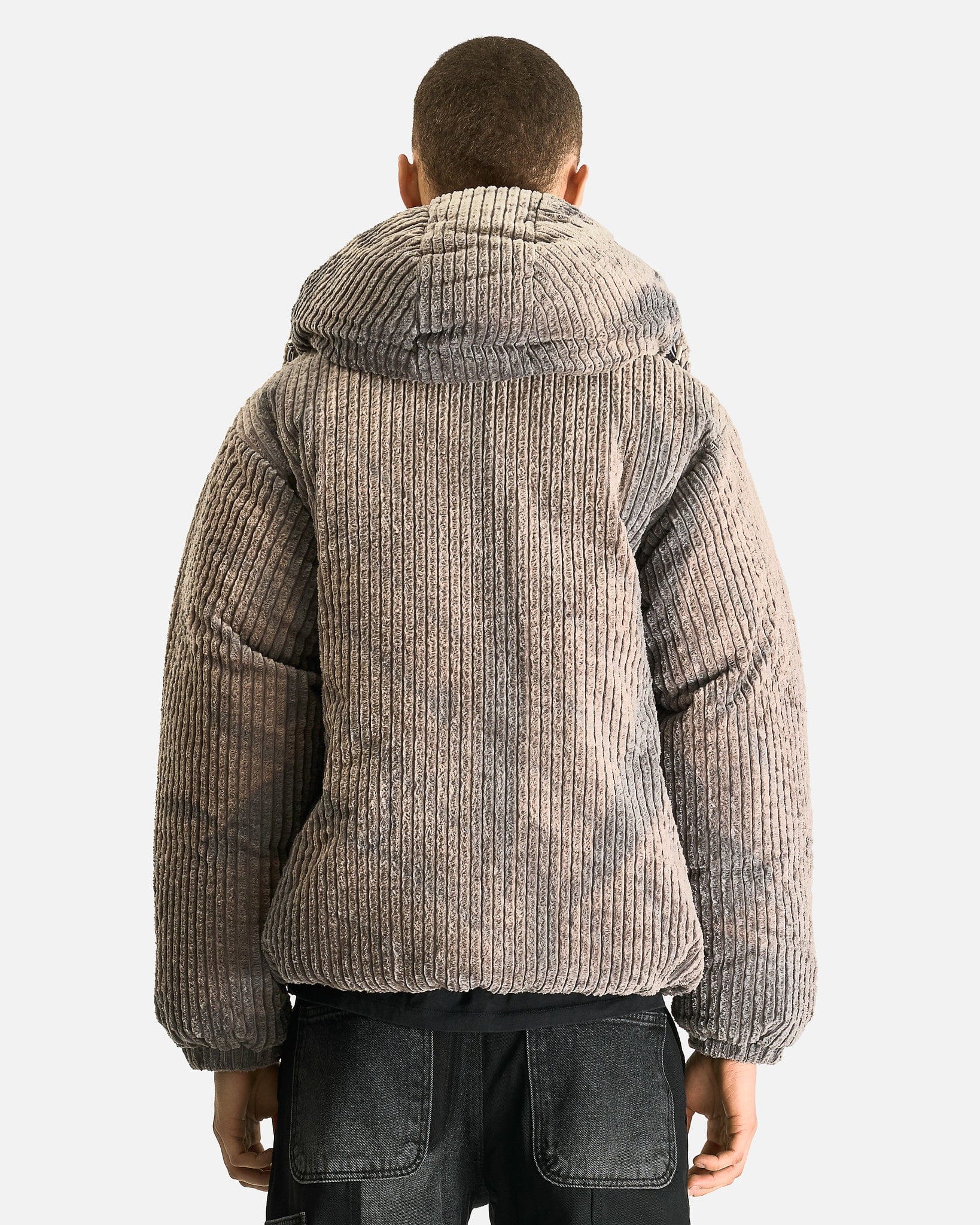 JiyongKim Men's Jackets S Sun-Bleached Detachable Hood Down Jacket in Grey