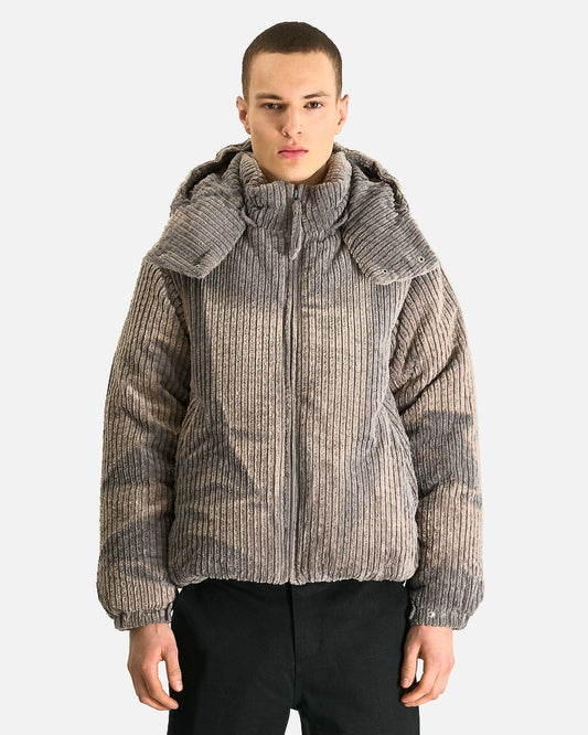 JiyongKim Men's Jackets S Sun-Bleached Detachable Hood Down Jacket in Grey