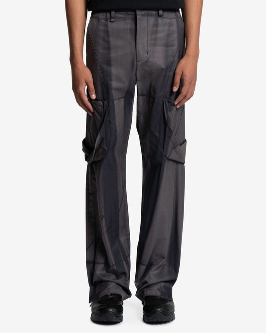 JiyongKim Men's Pants Sun Bleached Draped Pocket Trousers in Grey