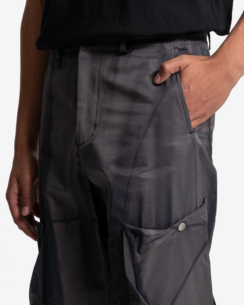 JiyongKim Men's Pants Sun Bleached Draped Pocket Trousers in Grey