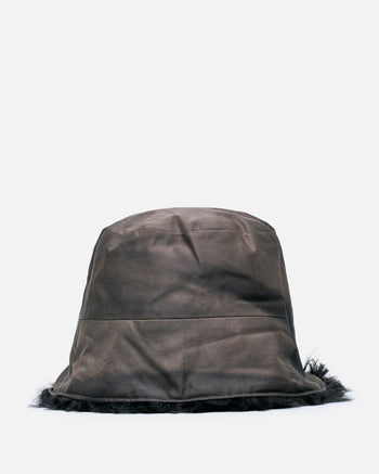Sun-Bleached Faux Fur Reversible Bucket Hat in Dark Grey – SVRN display picture 1