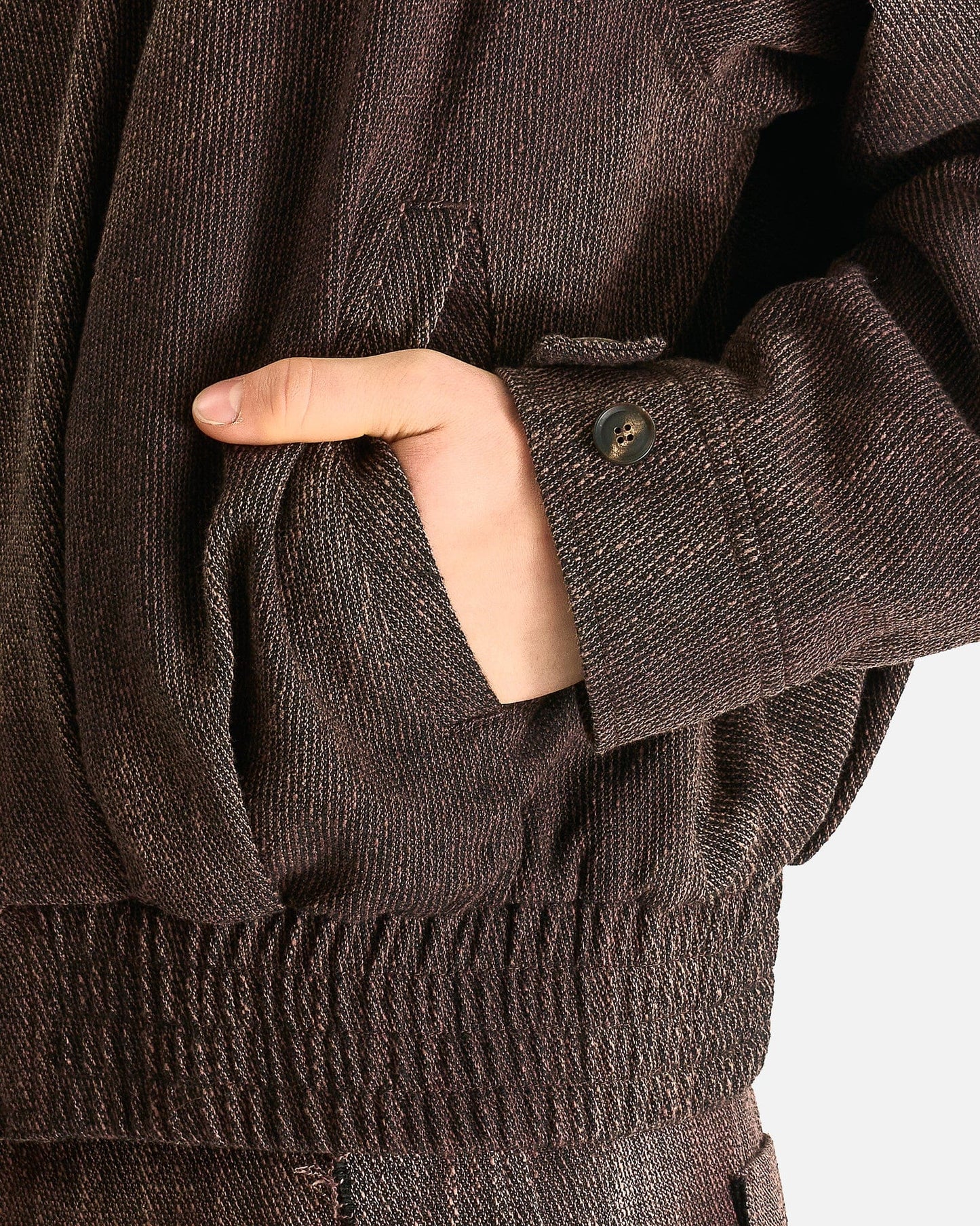 JiyongKim Men's Jackets Sun-Bleached Pleated Bomber in Brown