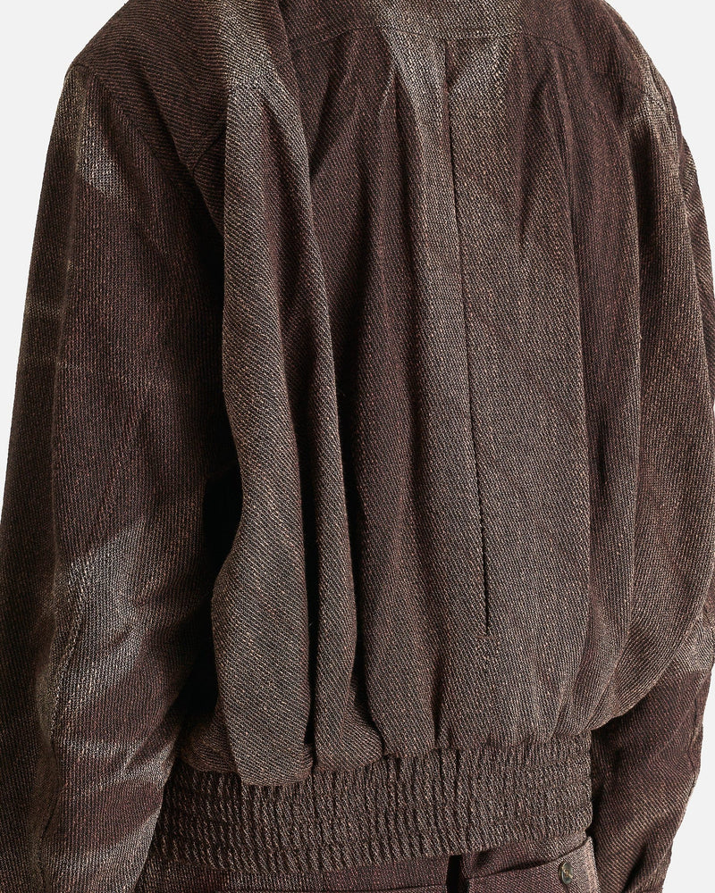 JiyongKim Men's Jackets Sun-Bleached Pleated Bomber in Brown