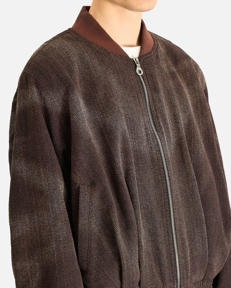 JiyongKim Men's Jackets Sun-Bleached Pleated Bomber in Brown