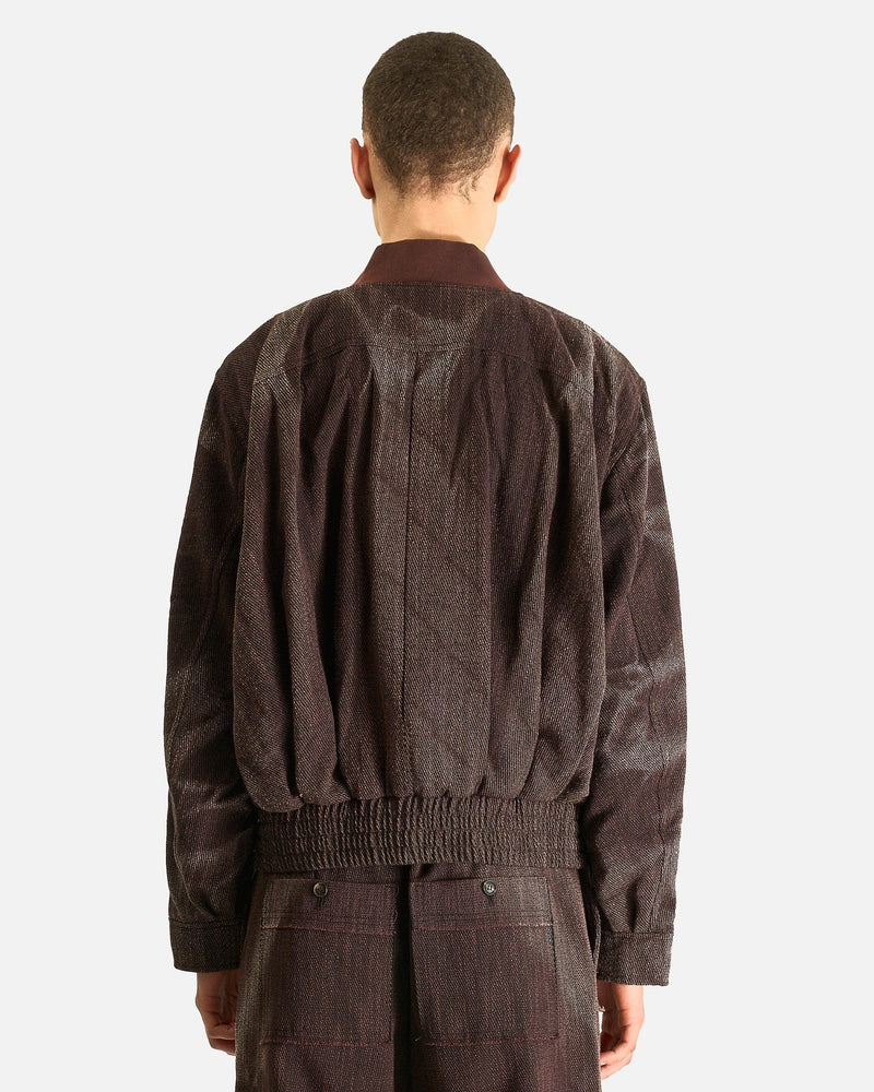 JiyongKim Men's Jackets Sun-Bleached Pleated Bomber in Brown