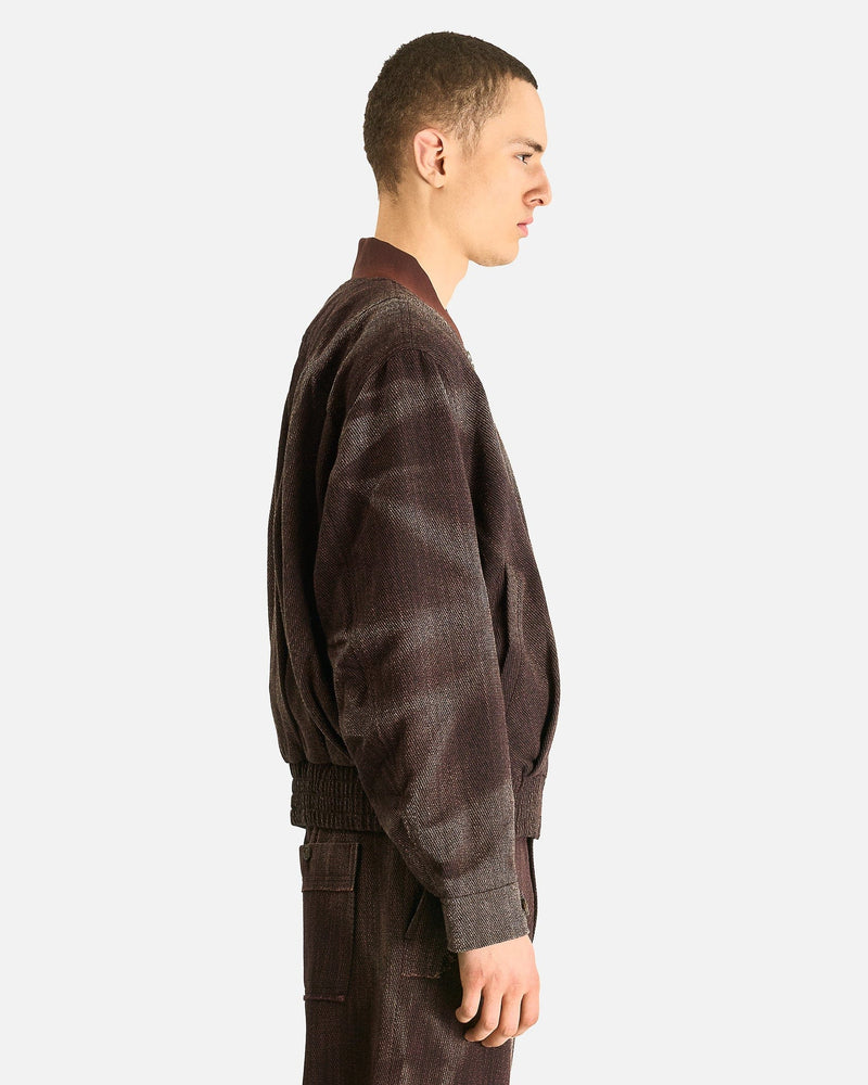 JiyongKim Men's Jackets Sun-Bleached Pleated Bomber in Brown