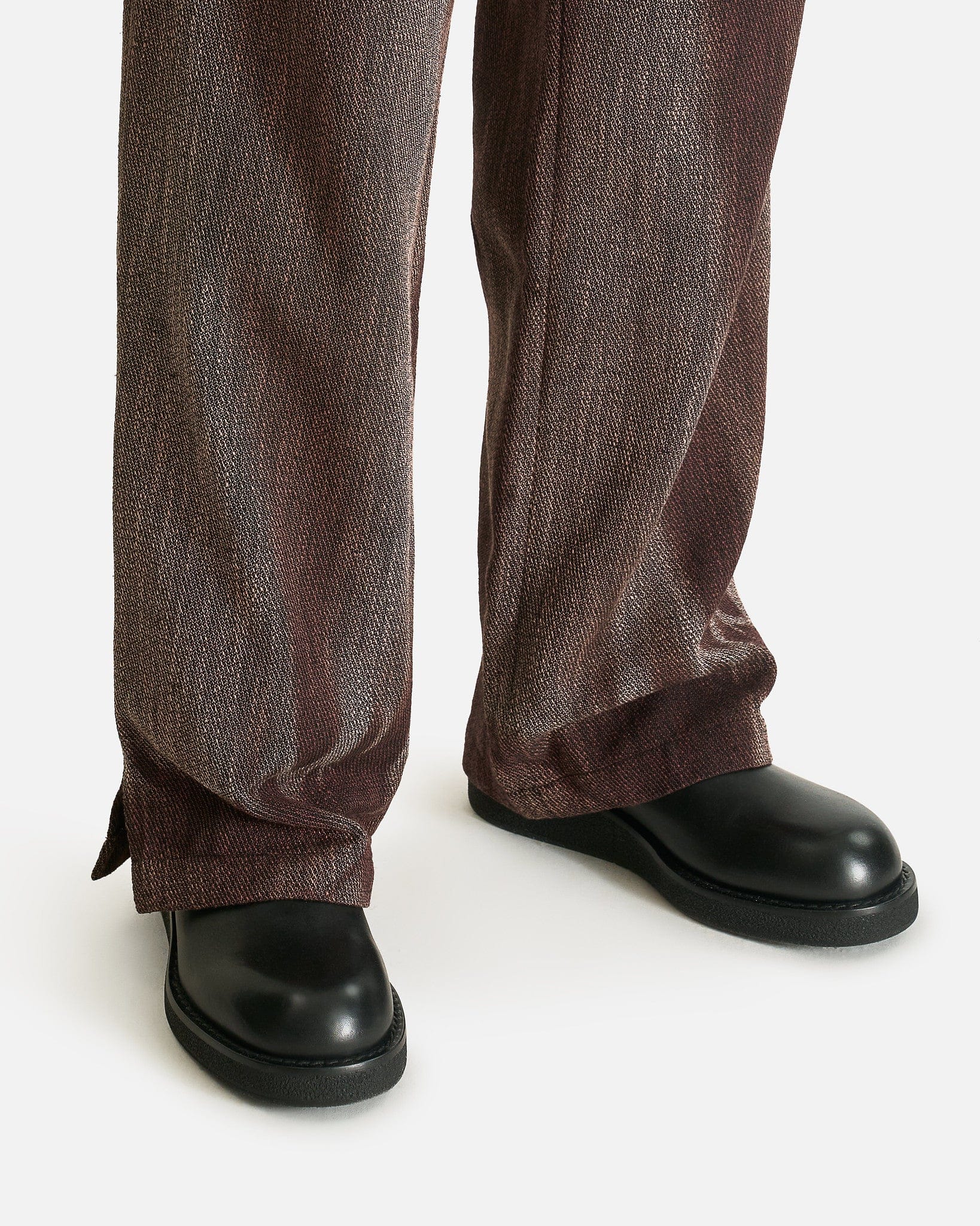 JiyongKim Men's Pants Sun-Bleached Raw Edged Straight Trousers in Brown