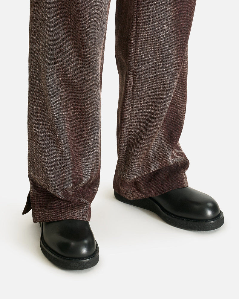 JiyongKim Men's Pants Sun-Bleached Raw Edged Straight Trousers in Brown