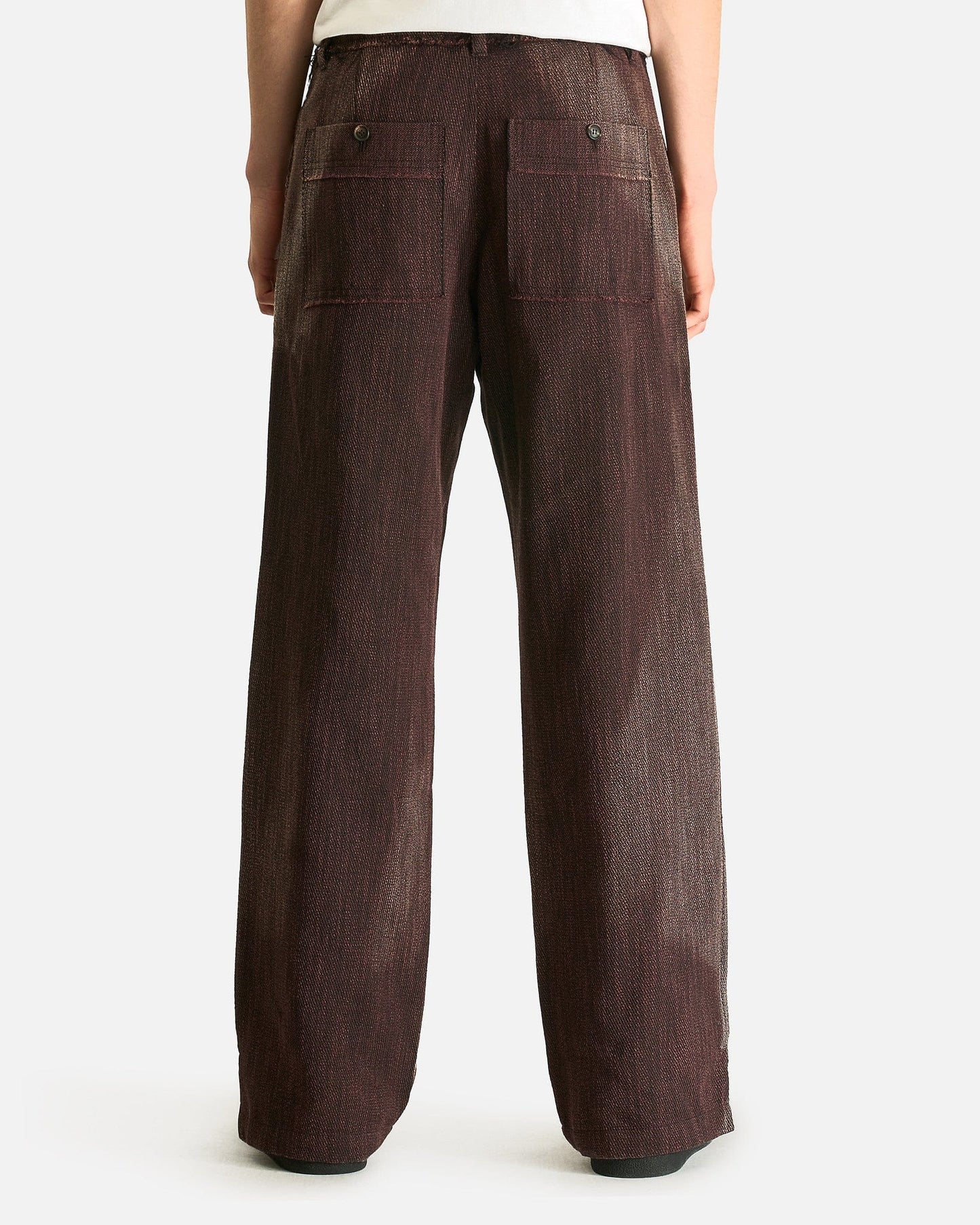 JiyongKim Men's Pants Sun-Bleached Raw Edged Straight Trousers in Brown