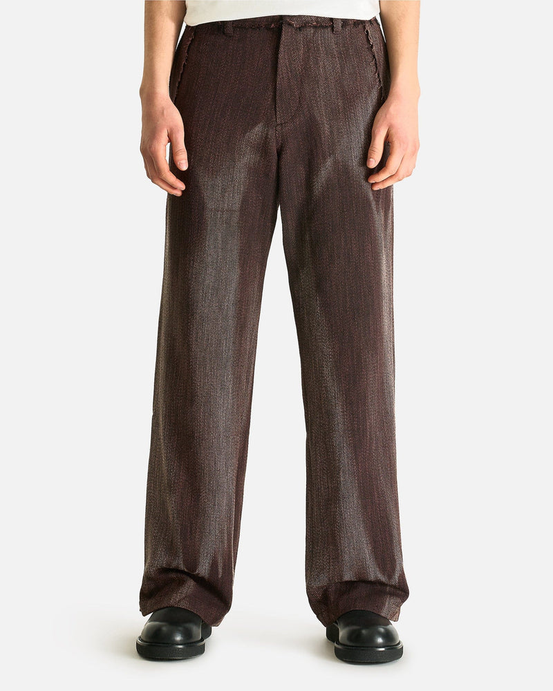 JiyongKim Men's Pants Sun-Bleached Raw Edged Straight Trousers in Brown