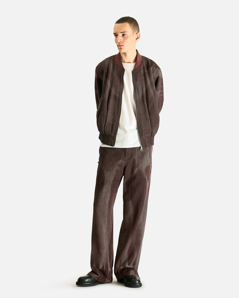 JiyongKim Men's Pants Sun-Bleached Raw Edged Straight Trousers in Brown