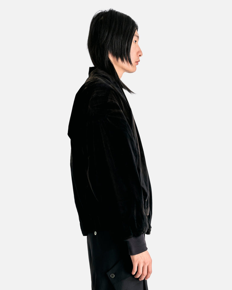 JiyongKim Men's Jackets Sun-Bleached Velvet Shawl Collar Bomber in Black