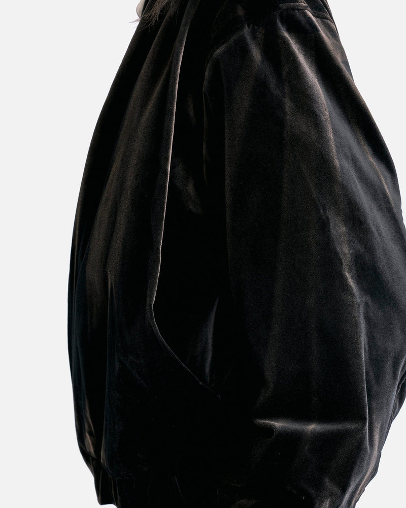 JiyongKim Men's Jackets Sun-Bleached Velvet Shawl Collar Bomber in Black